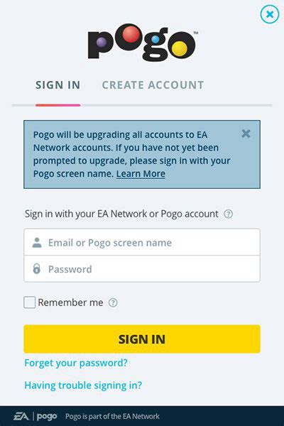 sign in my pogo account.